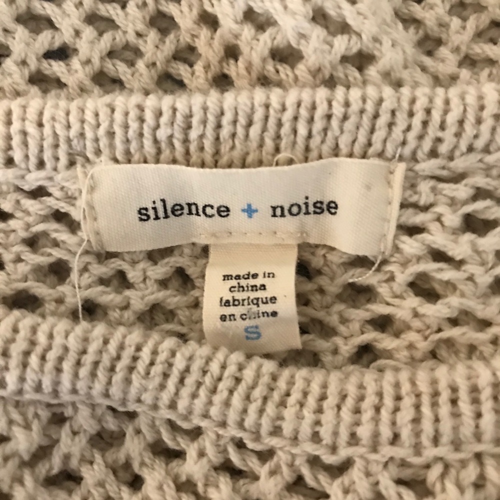 Silence + Noise Cream Open Weave Sweater Small - image 8